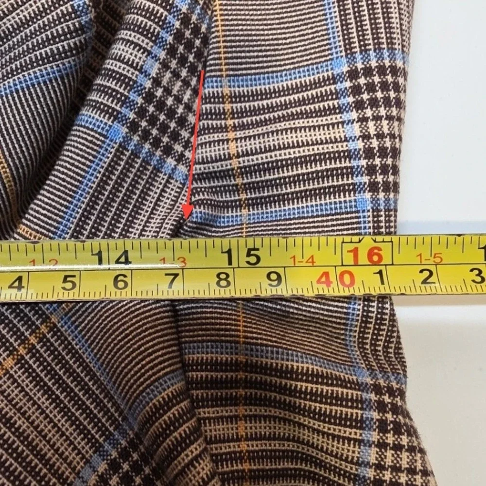Anthropologie Maeve Womens XL Brown Plaid Pleated Wide Leg Trousers